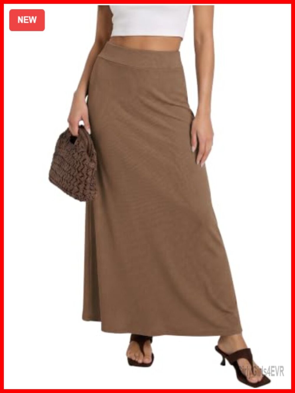 Stretchy A-Line Maxi Skirt Elastic Waist Long Skirt